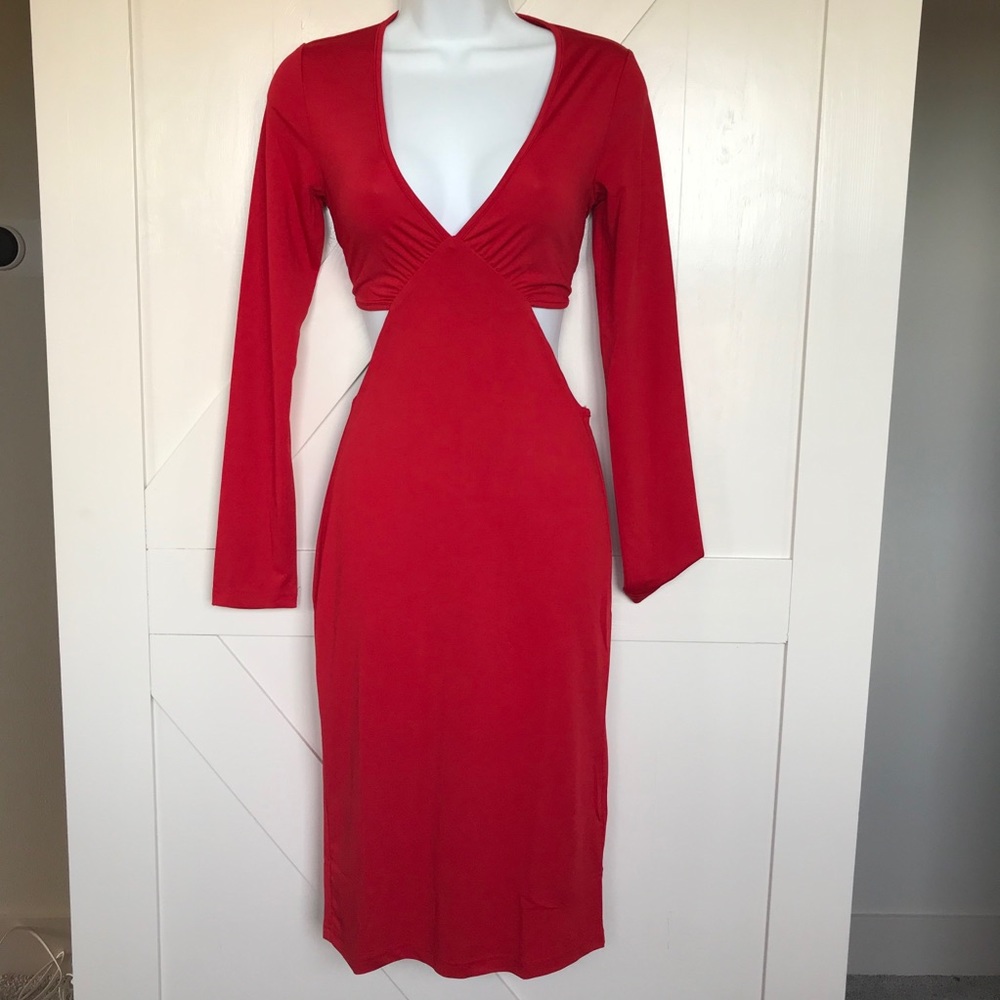 Red cut out club wear dress - Picture 5 of 6